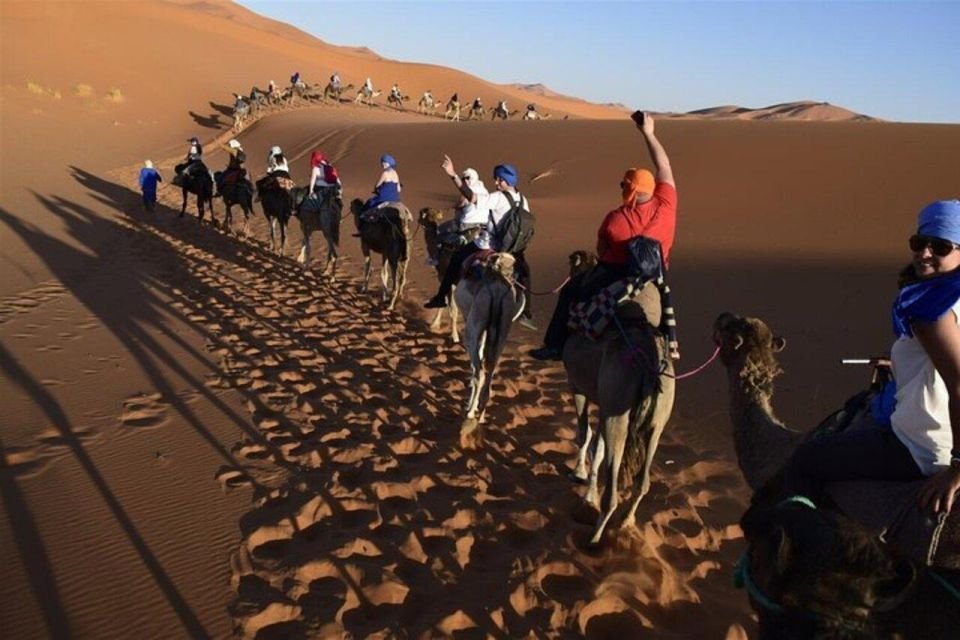 Picture of camel caravans: This picture shows camel caravans starting across the sand dunes, which clearly reflects the life of the Bedouins and their traditional means of transportation in the desert.